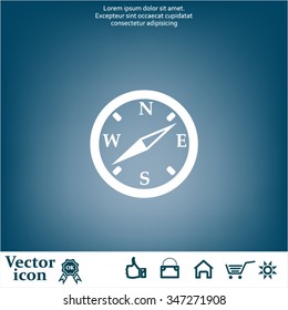 Compass flat icon. Vector illustration EPS.