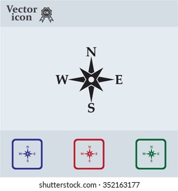 Compass flat icon. Vector illustration EPS.