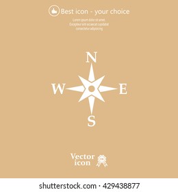 Compass flat icon. Vector illustration EPS.