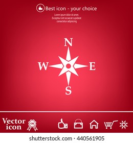 Compass flat icon. Vector illustration EPS.