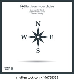 Compass flat icon. Vector illustration EPS.