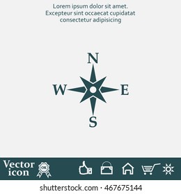 Compass flat icon. Vector illustration EPS.