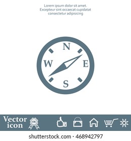 Compass flat icon. Vector illustration EPS.
