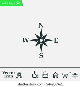 Compass flat icon. Vector illustration EPS.