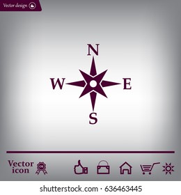 Compass flat icon. Vector illustration EPS.