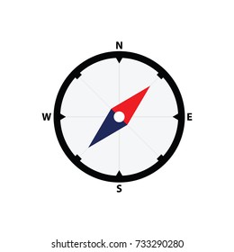 Compass flat icon with white background. Vector Illustration.