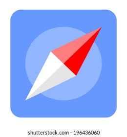 Compass Flat Style Icon Symbol on Blue Background. Vector