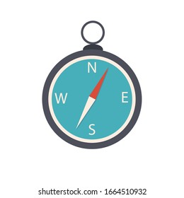 Compass, flat style. Isolated on a white background. Stock vector graphics.