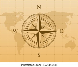 Compass. Flat vector navigation symbol. Vector stock illustration.