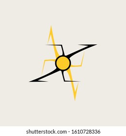 compass flying icon logo concept tempale
