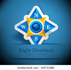Compass in the form of a paper origami. Vector illustration
