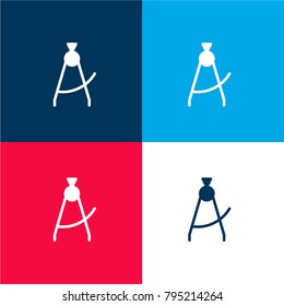 Compass four color material and minimal icon logo set in red and blue