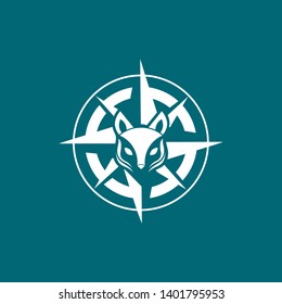compass with fox inspiration logo design