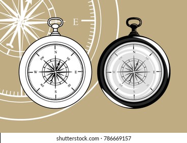 compass front side with outline separately