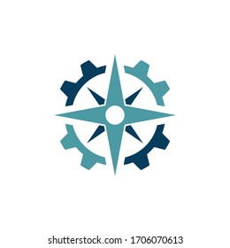 compass gear logo vector icon  ilustration design