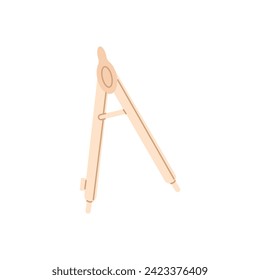 Compass geometry for drawing circle. Architecture drafting tool. Maths divider to geometric measures. Engineering mechanical equipment. Monochrome flat isolated vector illustration on white background