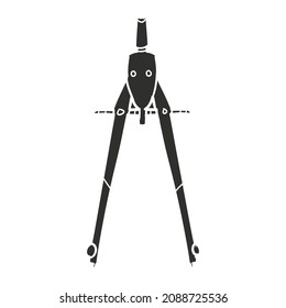 Compass Geometry Icon Silhouette Illustration. Measure Architecture Vector Graphic Pictogram Symbol Clip Art. Doodle Sketch Black Sign.