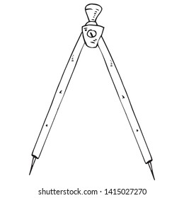 Compass for geometry icon. Vector illustration of a compass. Hand drawn drawing and drawing tool.