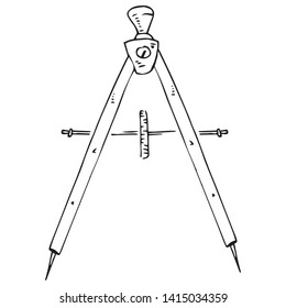 Compass for geometry icon. Vector illustration of a compass. Hand drawn drawing and drawing tool.