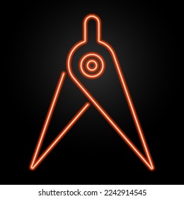 compass geometry neon sign, modern glowing banner design, colorful modern design trends on black background. Vector illustration.