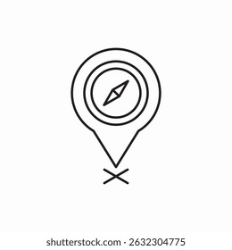 Vector de signo de icono de geoetiqueta de brújula