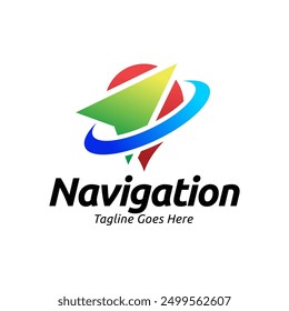 Diseño del logotipo de navegación GPS Compass Global Globe Earth Adventure. Ilustración vectorial