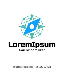 Compass Global Globe Earth Adventure GPS navigation logo design. Vector Illustration