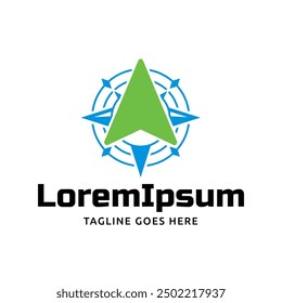 Compass Global Globe Earth Adventure GPS navigation logo design. Vector Illustration