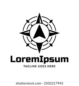 Compass Global Globe Earth Adventure GPS navigation logo design. Vector Illustration