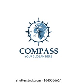 compass with globe icon isolated on white background