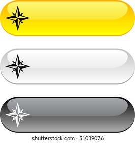 Compass glossy buttons. Three color version.