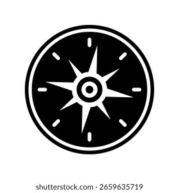 Compass, glyph, black icon, mini illustration for ocean, marine, sea and nautical UI, UX kit, app and web development, digital or print