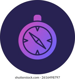 Compass Glyph Circle Gradient Icon