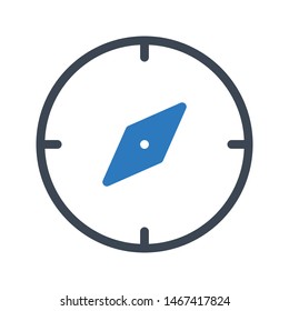 compass glyph colour vector icon