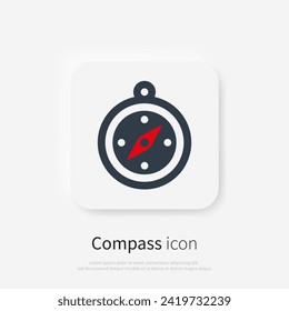 Icono de glifo de brújula, gráficos vectoriales de señalización de navegación, pictograma de símbolo de brújula aislado en un fondo blanco. Adecuado para diseño de páginas Web, aplicaciones móviles, UI, UX y GUI. 10.