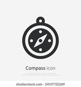 Icono de glifo de brújula, gráficos vectoriales de señalización de navegación, pictograma de símbolo de brújula aislado en un fondo blanco. Adecuado para diseño de páginas Web, aplicaciones móviles, UI, UX y GUI. 10.