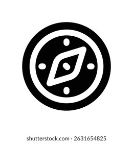compass glyph icon. Strong and solid vector icon for websites, mobile interfaces, presentations, and visual branding. High quality and easy to edit.