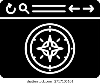 Diseño de icono de estilo de glifo de brújula