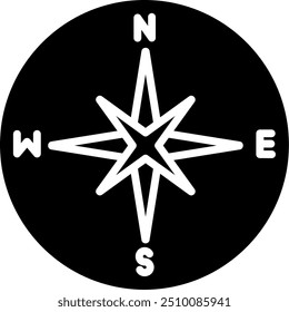 Compass Glyph Vector Icon Design