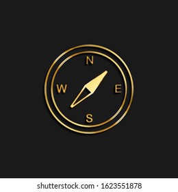 Compass gold icon. Vector illustration of golden icon