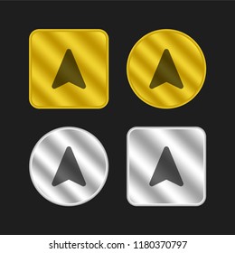 Compass gold and silver metallic coin logo icon design