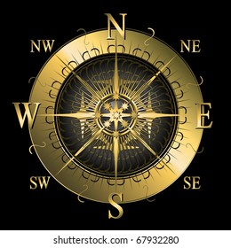 Compass in golden colors