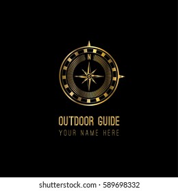 Compass golden vector logo design template