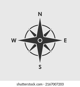 Compass graphic icon. Wind rose sign. Compass symbol isolated on white background. Vector illustration