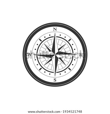 Compass graphic icon. Wind rose sign. Compass vintage symbol isolated on white background. Vector illustration