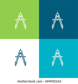 Compass green and blue material color minimal icon or logo design