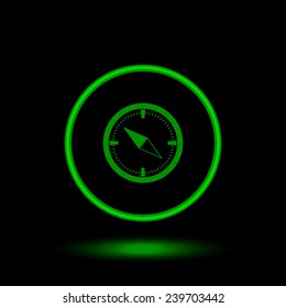 Compass   green circle on a black background, vector, EPS 10