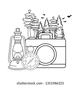 compass guide with camera and kerosene lamp