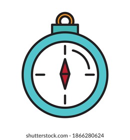 diseño de ilustración vectorial de la línea de dispositivo de guía de brújula y del estilo de relleno