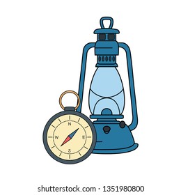 compass guide with kerosene lamp